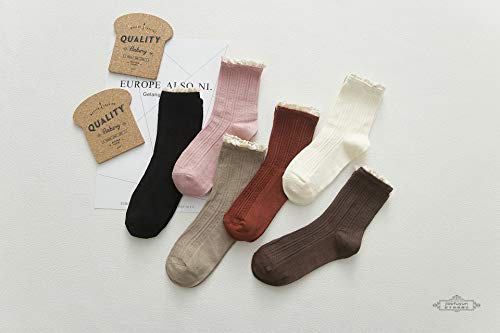 FITU Women's Vintage Ruffle Frilly Cute Rayon Boot Socks 6 Pairs Pack in Gift Box (839 6Pairs)