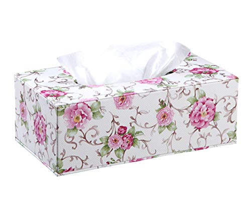 S Forever Home Decor Flower Pattern Faux Leather Tissue Box Cover (Rectangular)