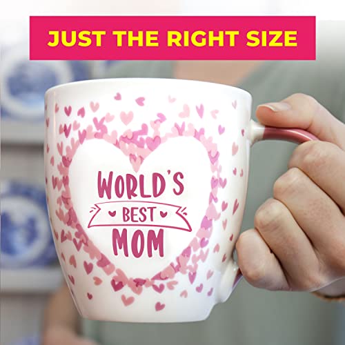 Love Mug: World's Best Mom Mug - Best Mom Coffee Mug and Tea Cup, Mother's Day Gift for Mom from Daughter and Son. Birthday Gifts for Mom, Mom Coffee Cup. New Bone China