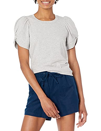 Amazon Essentials Women's Classic Fit Twist Sleeve Crew Neck T-Shirt, Light Heather Grey, Medium