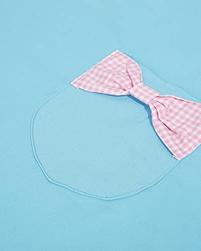 RosieLily Vintage Apron for Women with Pockets Retro Apron Cute Blue Apron Kitchen Aprons for Cooking Baking Pink Dress Kawaii Cotton Frilly Ruffle 50s Ladies Apron for Teen Girls Vintage Gifts