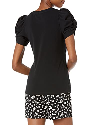 Amazon Essentials Women's Classic Fit Twist Sleeve Crew Neck T-Shirt, Black, Medium