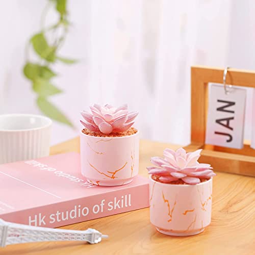 cute fake succulents ZENIDA Succulent Artificial Plants,Cute Fake Succulents in 2 Pink Cera – Pink and Caboodle