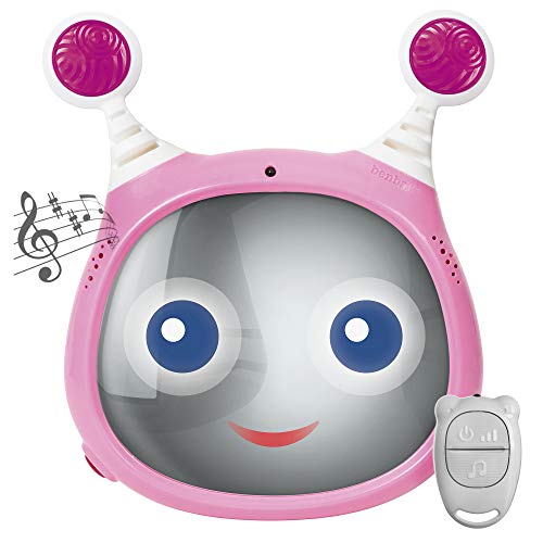 Oly Active Baby Car Mirror – Shatter-Proof Rear Facing Infant Mirror Entertains, Soothes, and Keeps Baby Visible – 10 x 11.7 x 3.1 In. Adjustable Headrest Mirror with Remote Control by Benbat, Pink