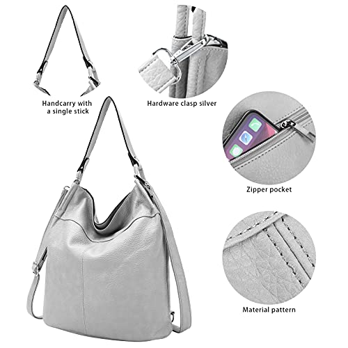 Purse for Women Convertible Backpack Purses and Handbags Crossbody Shoulder Bag - Grey