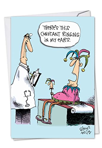 NobleWorks Constant Ringing - Get Well Greeting Card with Envelope (4.63 x 6.75 Inch) - 9734