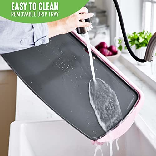 GreenLife Healthy Ceramic Nonstick, Extra Large 20" Electric Griddle for Pancakes Eggs Burgers and More, Stay Cool Handles, Removable Drip Tray, Adjustable Temperature Control, PFAS-Free, Soft Pink