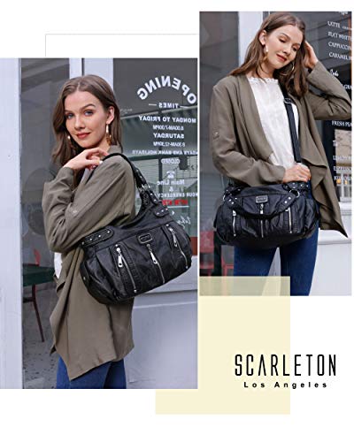 Scarleton Satchel Handbag for Women, Purses for Women, Shoulder Bags for Women, H129201 - Black