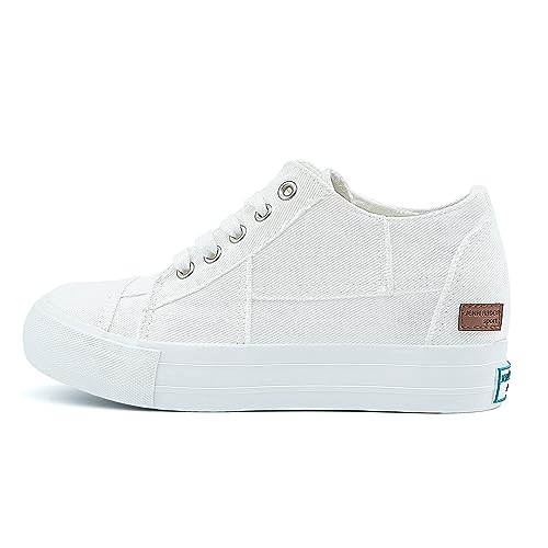 JENN ARDOR Women's Fashion Sneakers Hidden Wedges High Top Zipper Lace Up Platform Sneakers Ladies Walking Casual Canvas Slip On Comfortable Shoes