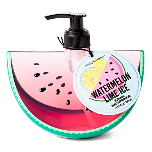 Novelty Decor Ceramic Hand Soap Dispenser: Simple Pleasures Shaped Bottle with Scented Liquid Soap - Decorative Hand Pump Refillable Soap Dispenser for Kitchen and Bathroom (Watermelon)