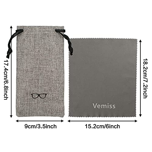 Vemiss Hard Shell Eyeglasses Case Soft Linen Fabrics Portable Glasses Sunglasses Box (Large, Gray)