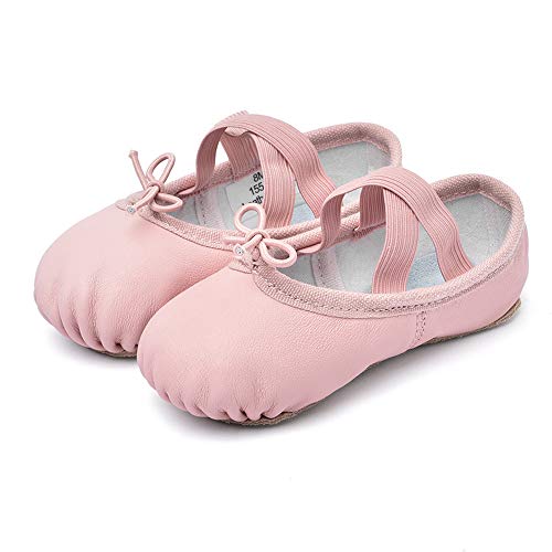 Stelle Girls Premium Leather Ballet Shoes Slippers for Kids Toddler (6MT, Pink)