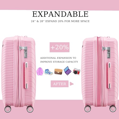 4-Piece Hard Shell Luggage Set, Expandable w/360° Double Spinner Wheels and TSA Locks  (4 colors)
