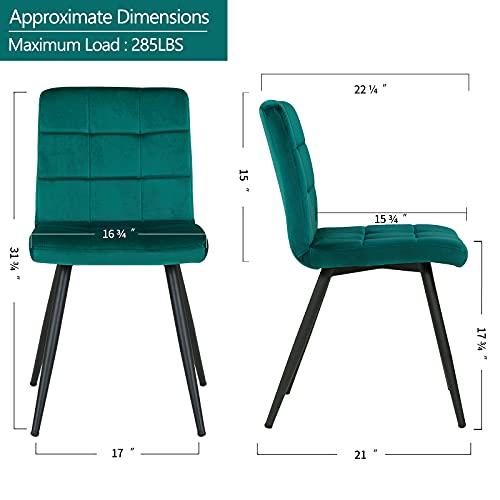 Duhome Upholstered Velvet Dining Chairs Reception Chairs, Tufted Accent Living Room Chairs with Metal Legs for Living Room/Kitchen/Vanity Set of 4 Atrovirens