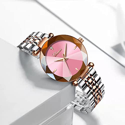 Fashion Women's Analog Quartz Watches Luxury Diamond Stainless Steel Mesh Band Wrist Watches for Women