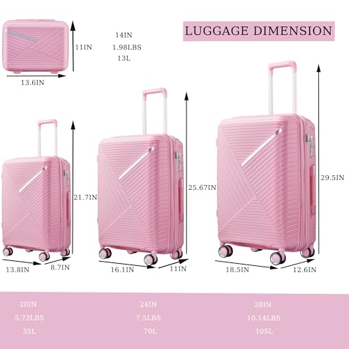 4-Piece Hard Shell Luggage Set, Expandable w/360° Double Spinner Wheels and TSA Locks  (4 colors)