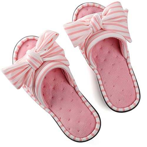 Women's Cute Bowknot Memory Foam Indoor-Outdoor Anti-Skid House Slippers  (4 colors)
