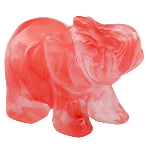 SUNYIK Cherry Quartz Elephant Pocket Statue Kitchen Guardian Healing Figurine Decor 1.5"