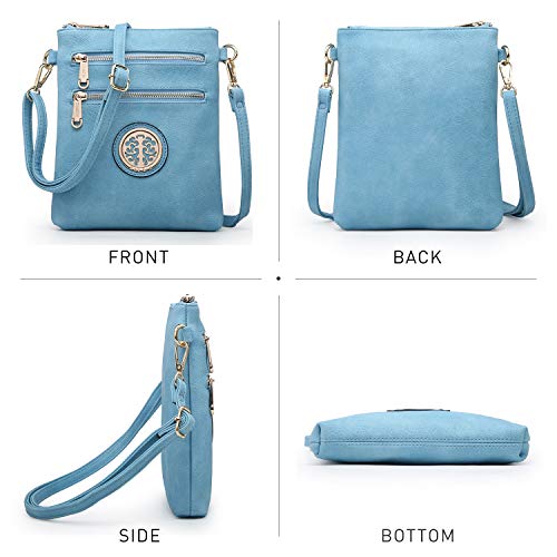 Dasein Women Small Crossbody Bag Lightweight Shoulder Purses Multi Zipper Pockets Phone Purse Handbag (light blue)