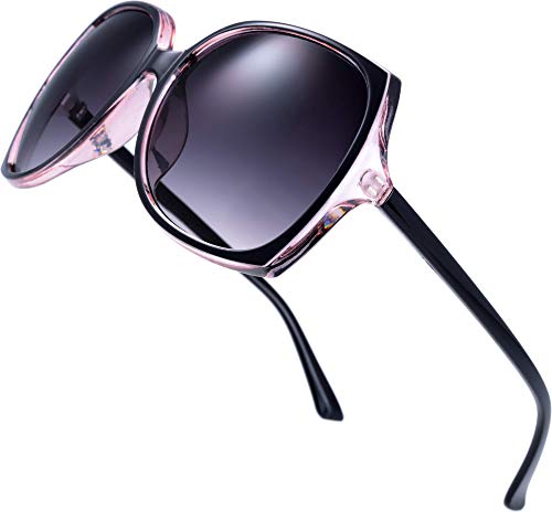 Women's Oversized Square Crystal Pink & Black Gradient Fashion Sunglasses