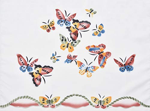 GOHD - 3pcs Kitchen Curtain/Cafe Curtain Set, Air-brushed By Hand of Flying Butterfly Design (swag & 36" tiers set)