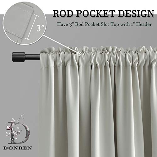 DONREN 45 Inch Length Curtains Light Gray Blackout Curtains Drapes- All Season Thermal Insulated Rod Pocket Blackout Curtain Panels for Kids Room,2 Panels