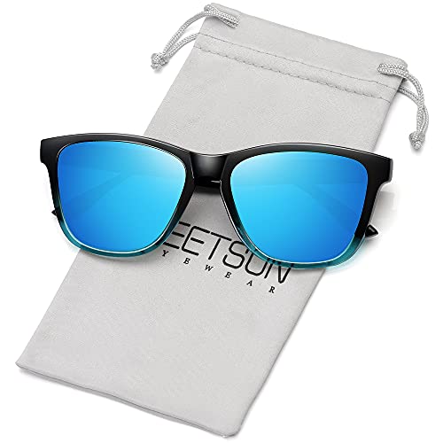MEETSUN Polarized Sunglasses for Women Men Classic Retro UV Protection Blue Mirrored Lens