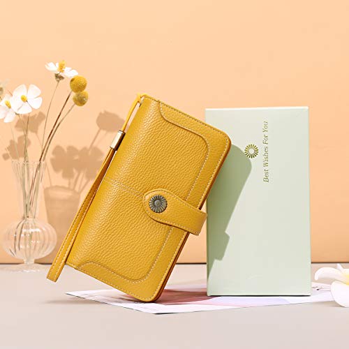 FALAN MULE Women's Wallet Genuine Leather RFID Blocking Large Capacity Trifold Ladies Wallet