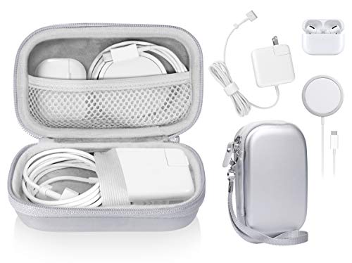 Case for MacBook Pro, Air Power Adapter, MagSafe, MagSafe2, iPhone 12/12 Pro MagSafe Charger, USB C Hub, Type C Hub, USB Multi Ports Type c hub, Detachable Wrist Strap, mesh Pocket (Space Silver)