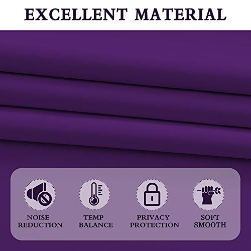 DONREN Royal Purple Blackout Curtain Panels for Living Room - Thermal Insulated Room Darkening Rod Pocket Drapes for Window (42 x 45 Inch Length,2 Panels)