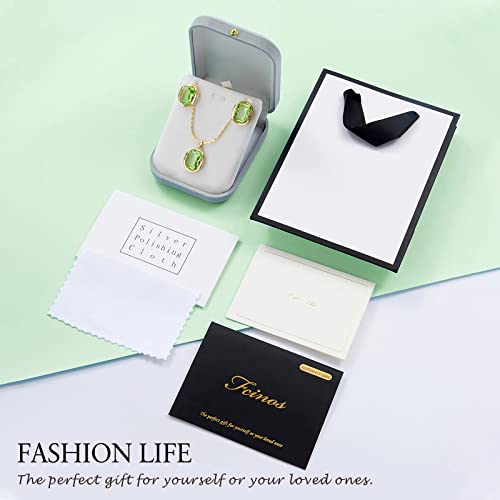 Jewelry Set for Women, FCINOS Women Pendant Necklace and Earrings Set for Women, Jewelry Set as Birthday Christmas Gift for Mom Wife Sister Best Friend with Gift Box (Olive Green)
