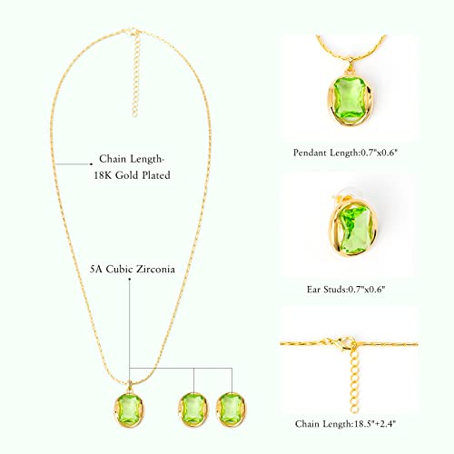 Jewelry Set for Women, FCINOS Women Pendant Necklace and Earrings Set for Women, Jewelry Set as Birthday Christmas Gift for Mom Wife Sister Best Friend with Gift Box (Olive Green)