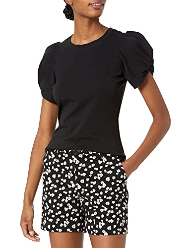 Amazon Essentials Women's Classic Fit Twist Sleeve Crew Neck T-Shirt, Black, Medium