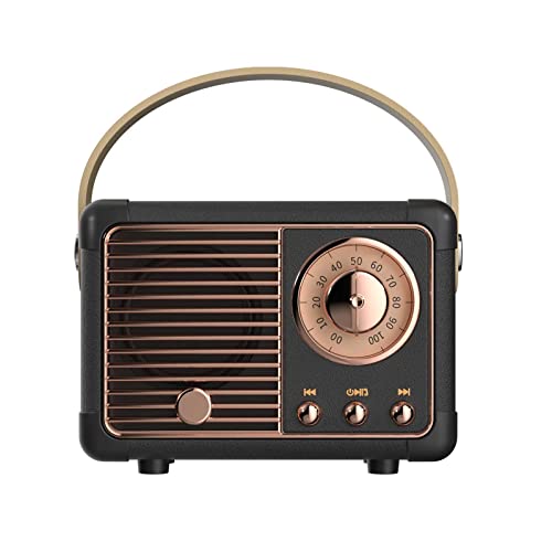 Dosmix Retro Bluetooth Speaker, Vintage Decor, Small Wireless Bluetooth Speaker, Cute Old Fashion Style for Kitchen Desk Bedroom Office Party Outdoor Accessories for iPhone Android (Black)