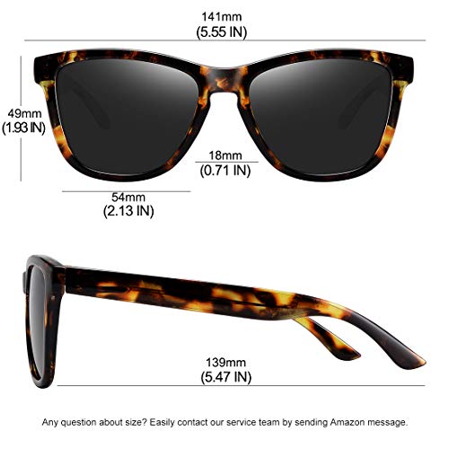 MEETSUN Polarized Sunglasses for Women Men Classic Retro Designer Style UV400 Protection Vintage (Leopard Frame / Grey Lens, 54)