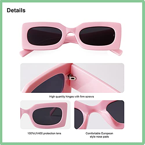 Retro 90s Trendy Chunky Rectangle Sunglasses w/Black Lens  (8 colors)