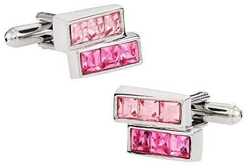 Pink Crystal Cufflinks with Presentation Gift Box