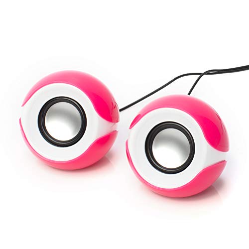 Stereo USB Powered Computer Desktop PC Laptop Speakers w/Volume Control (Pink)