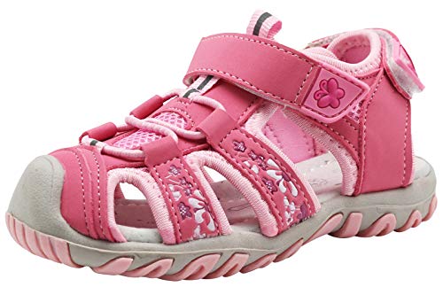 Apakowa Kids Girls Soft Sole Closed Toe Sandals Summer Shoes with Arch Support (Toddler/Little Kid) (Color : Y607PINK, Size : 8 M US Toddler)