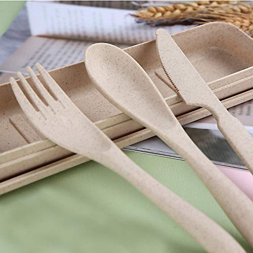 4 Sets of Portable Plastic Cutlery, Spoon Knife Fork for Travel, Lunch Box, Picnic, Camping