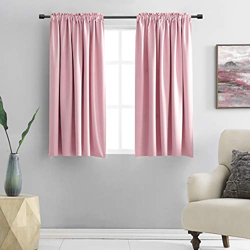 DONREN Pink Curtains for Kids Room - Home Decoration Privacy Protection Blackout Thermal Insulated Window Drape with Rod Pocket (Set of 2 Panels,42 x 45 Inch)