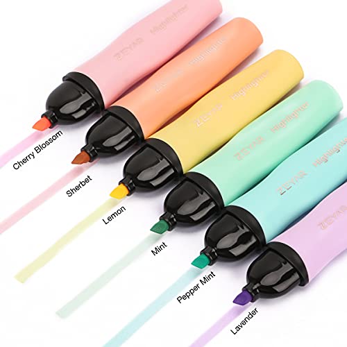 ZEYAR Cartoon Highlighter, Chisel Tip Marker Pen, Assorted Colors, Water Based, Quick Dry, Cute Highlighters, Patented Product (6 Macaron Colors)