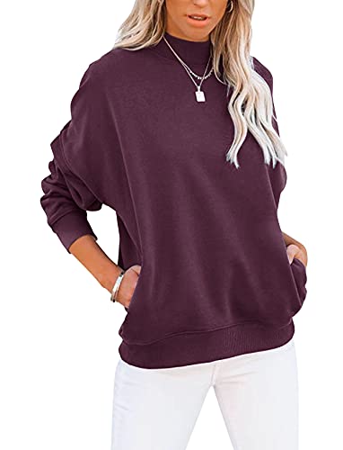 Women's Casual Long Sleeve Basic Loose Fit Lightweight Mock Turtleneck Sweatshirt Top, Sizes Small to 2XL  (13 colors)