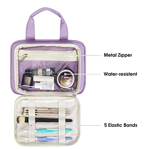 Narwey Full Size Toiletry Bag Women Large Makeup Bag Organizer Travel Cosmetic Bag for Essentials Accessories (Purple)