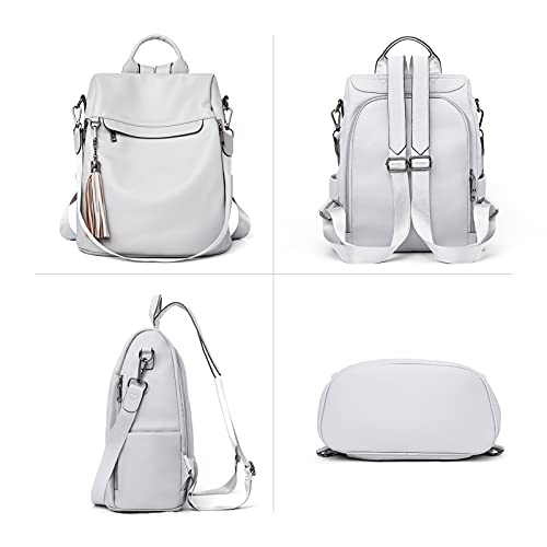 BROMEN Backpack Purse for Women Leather Anti-theft Travel Backpack Fashion Shoulder Bag Grey