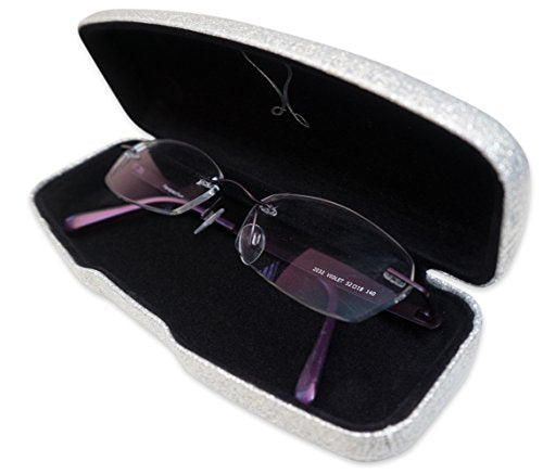 Dazzling Sparkle Smooth Glitter Women's Eye Glass Case, Silver