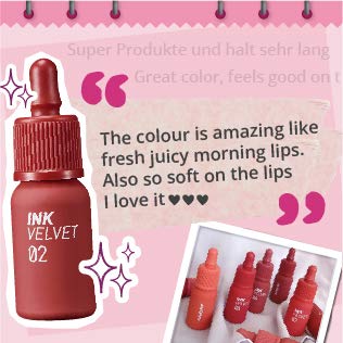 Peripera Ink the Velvet Liquid Lip | High Pigment Color, Longwear, Weightless, Not Animal Tested, Gluten-Free, Paraben-Free | Heart Fuchsia Pink (#16), 0.14 fl oz