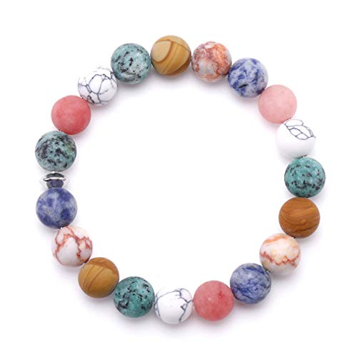 YAZILIND Bracelets Natural Gemstone 10mm Pink Handmade Healing Power Beads Elastic Stretch 7 Inch