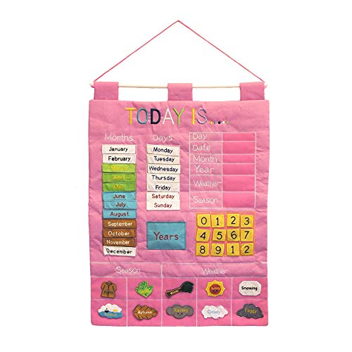 Pink "Today is ..." Children's Learning Calendar Wall Chart