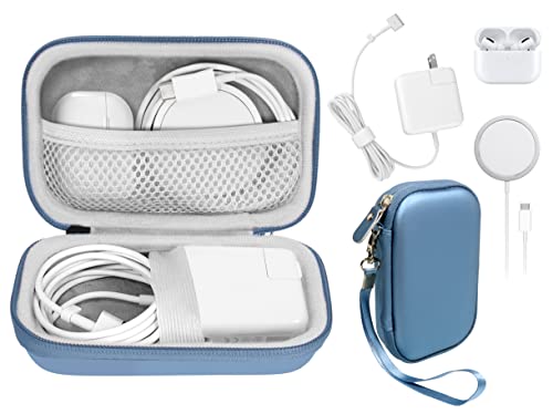 Handy Protective Case for MacBook Air Power Adapter, Also Good for USB C Hub, Type C Hub, USB Multi Ports Type c hub, Featured Compact case for Easy Storage and Protection, mesh Pocket (Blue)